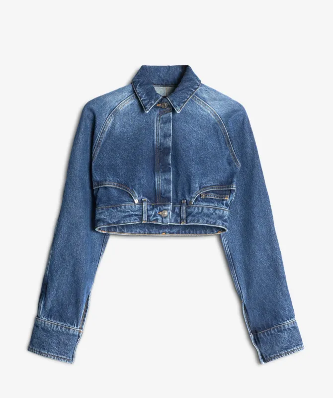 Denim Cropped Jacket in Waivy sold by 7 For All Mankind
