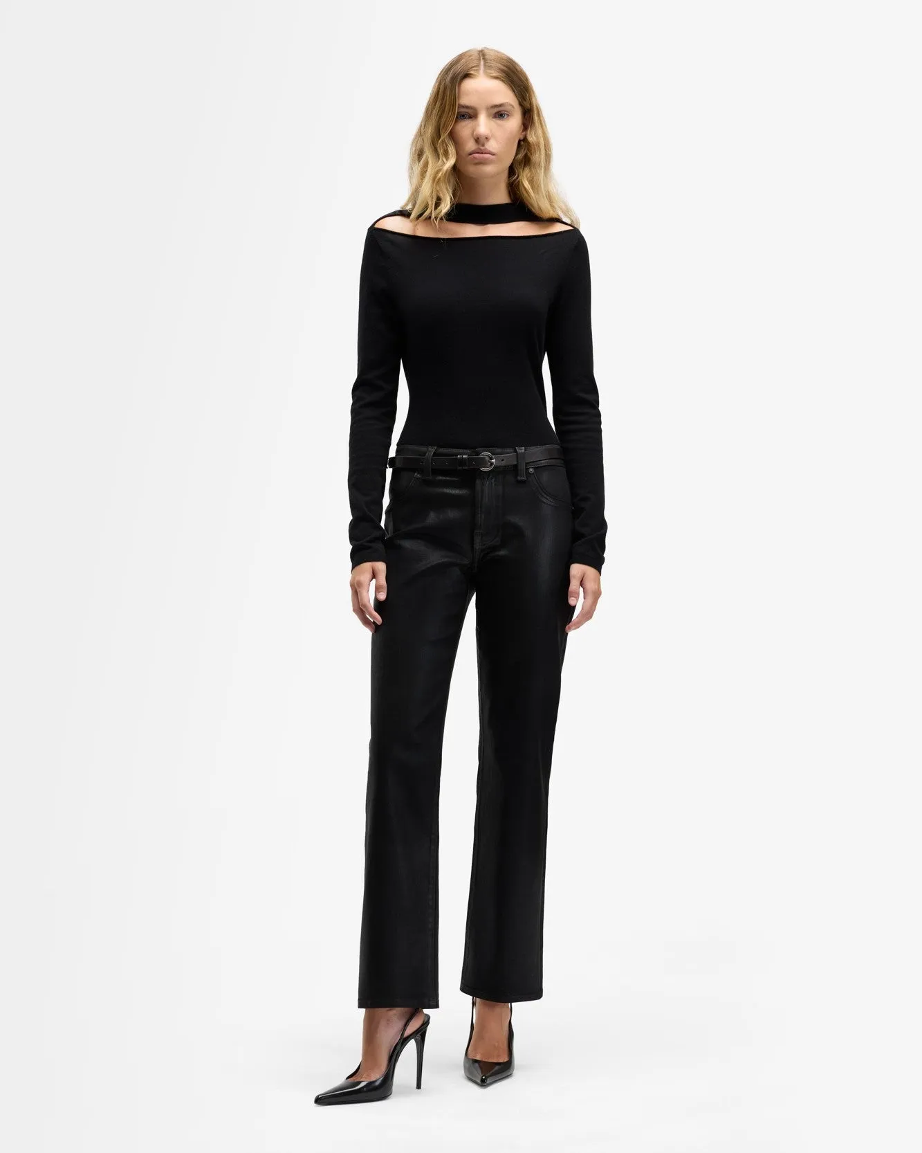 Coated Denim Calie Straight in Black sold by 7 For All Mankind product image thumbnail 2