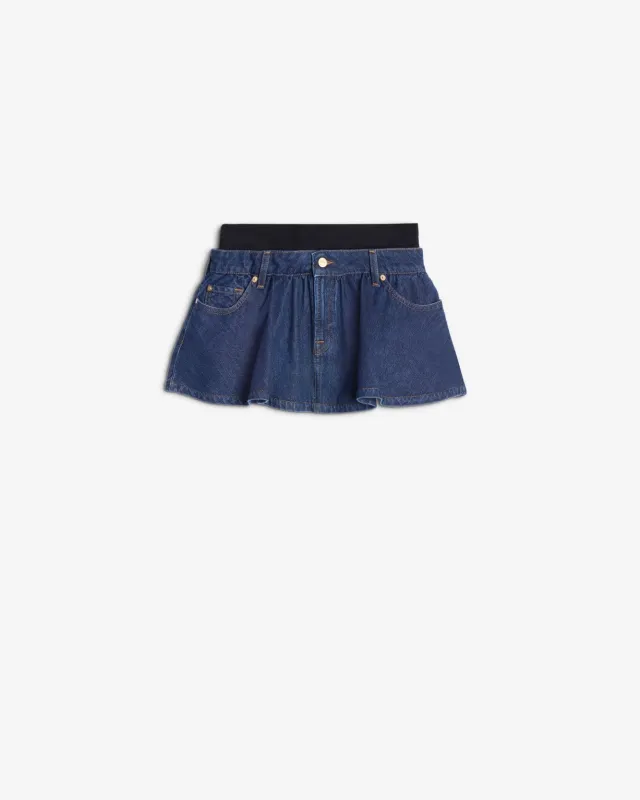 MANKIND Banded Mini Skirt in Indigo Soul sold by 7 For All Mankind