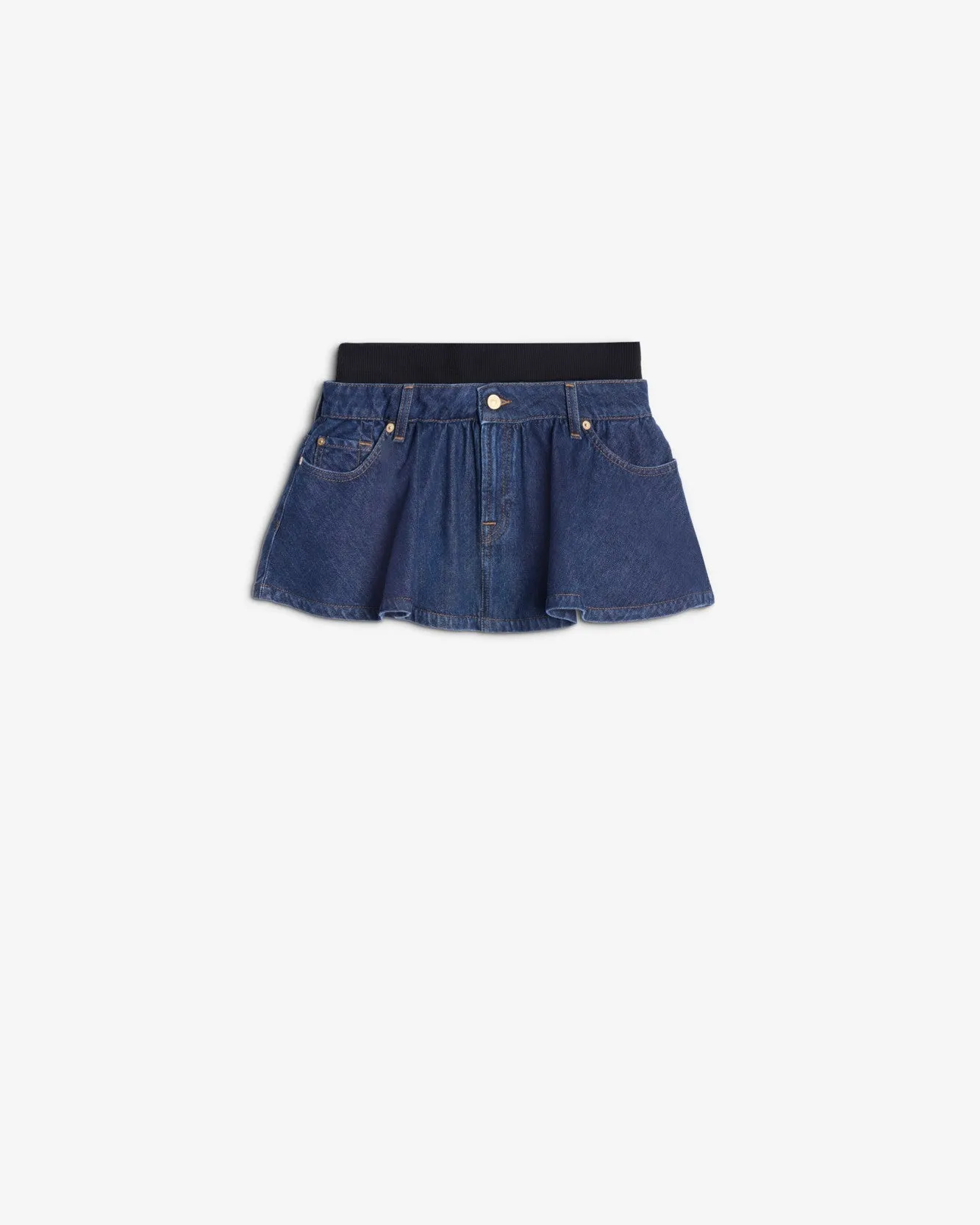 MANKIND Banded Mini Skirt in Indigo Soul sold by 7 For All Mankind