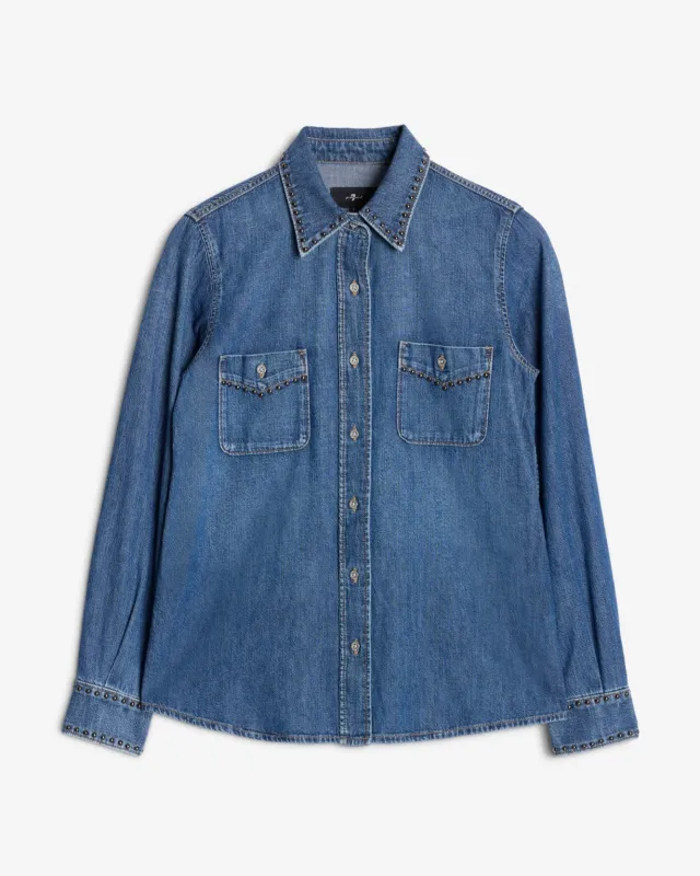 Denim Western Shirt in Street Wise made by 7 For All Mankind