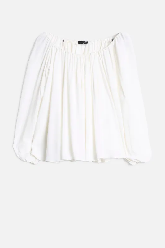 OFF SHOULDER BLOUSE in Silk Optical White sold by 7 For All Mankind