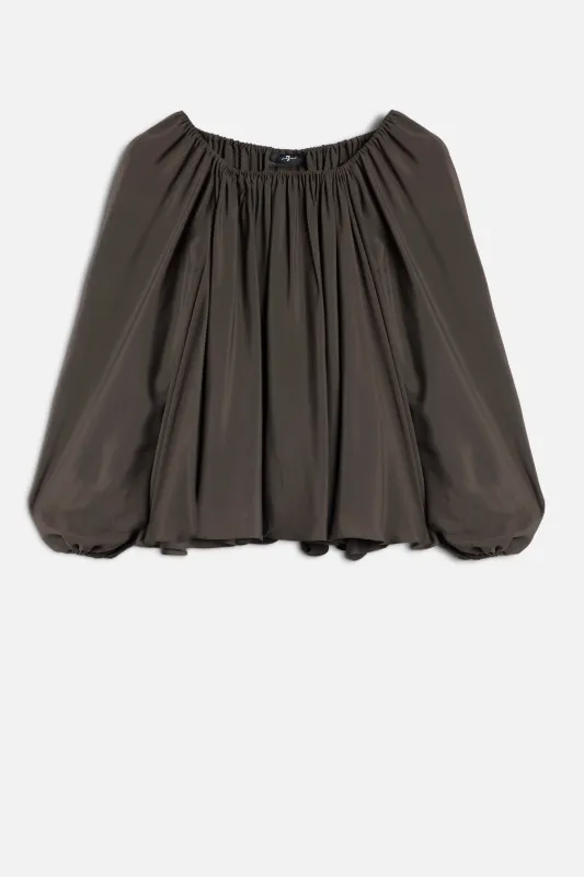 OFF SHOULDER BLOUSE in Silk Brownie sold by 7 For All Mankind