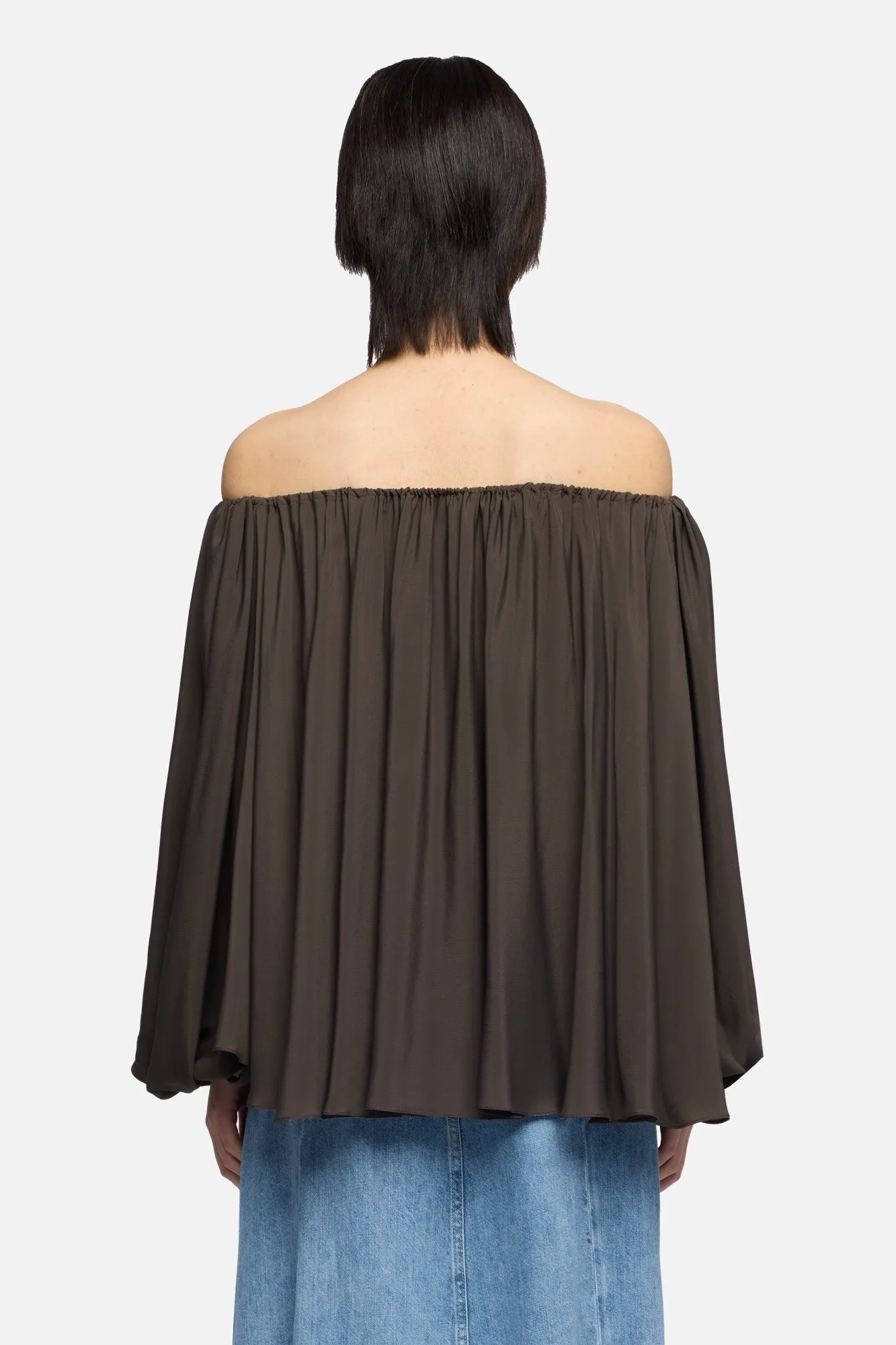 OFF SHOULDER BLOUSE in Silk Brownie sold by 7 For All Mankind product image thumbnail 5