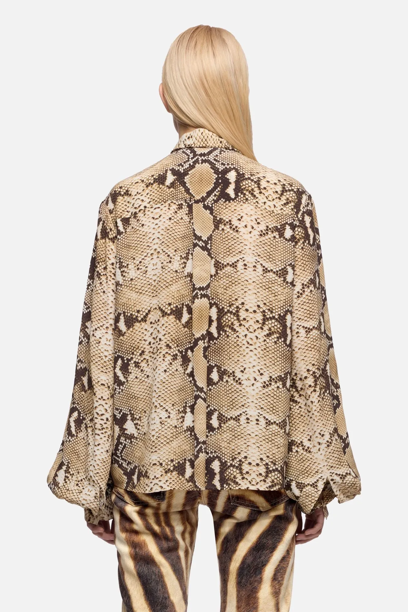 BALLOON SLEEVE BLOUSE in Viscose Snake sold by 7 For All Mankind product image thumbnail 5