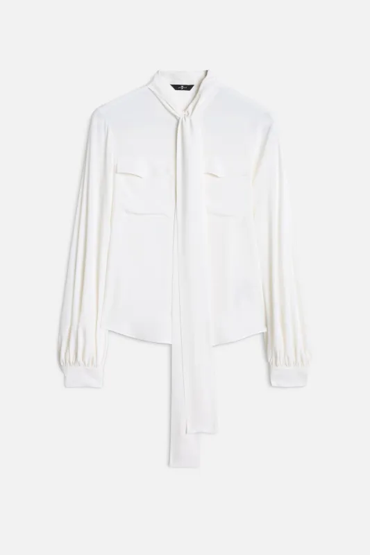 BALLOON SLEEVE BLOUSE in Silk Optical White sold by 7 For All Mankind