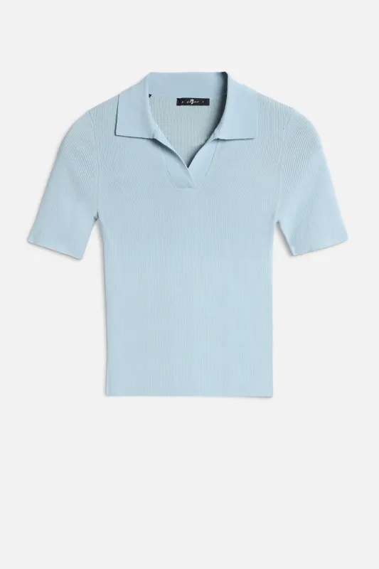 SHORT SLEEVE POLO SWEATER in Sky Blue sold by 7 For All Mankind