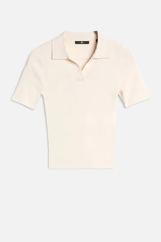 SHORT SLEEVE POLO SWEATER in Glaze sold by 7 For All Mankind
