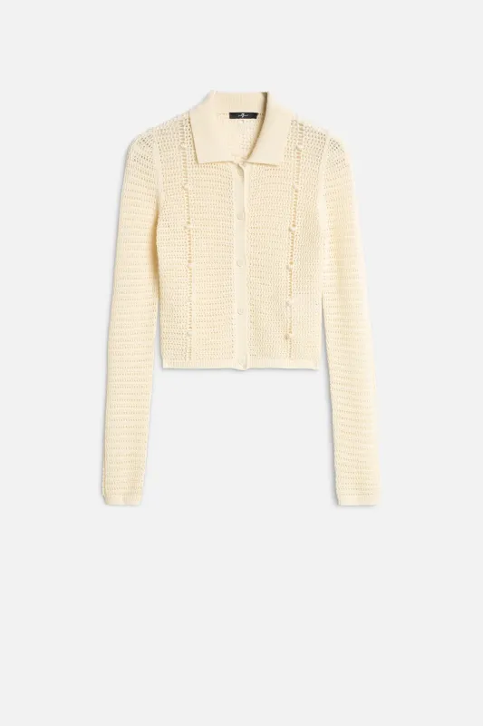 BOBBLE CARDIGAN in Ecru sold by 7 For All Mankind