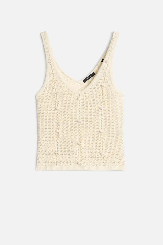 BOBBLE TANK in Ecru sold by 7 For All Mankind