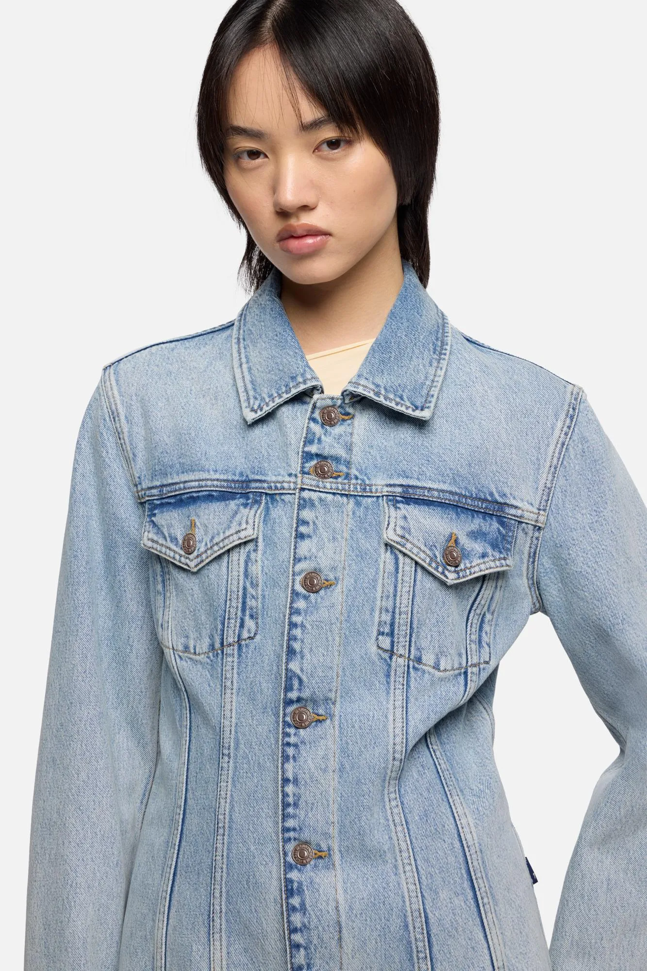 CINCHED TRUCKER JACKET in MANKIND Blue Erosion sold by 7 For All Mankind product image thumbnail 4