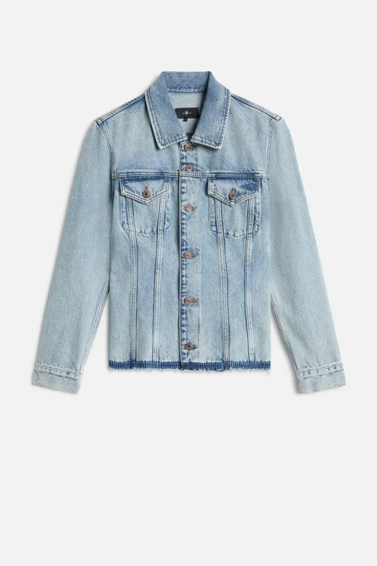 CINCHED TRUCKER JACKET in MANKIND Blue Erosion sold by 7 For All Mankind