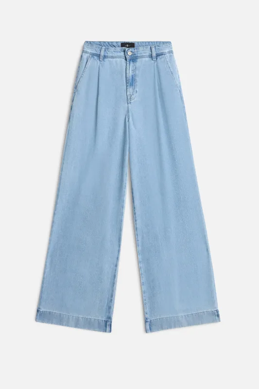 PLEATED TROUSER in Weightless Denim Hana sold by 7 For All Mankind