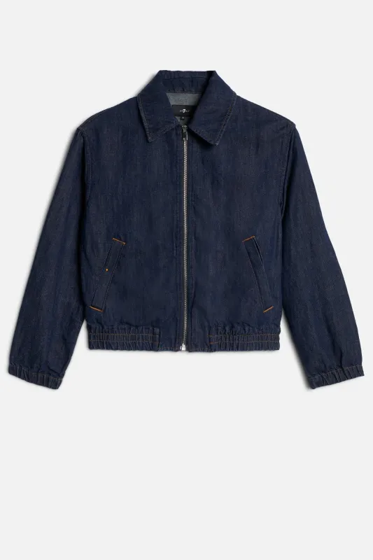 BOMBER JACKET in Indigo Linen Blossom sold by 7 For All Mankind