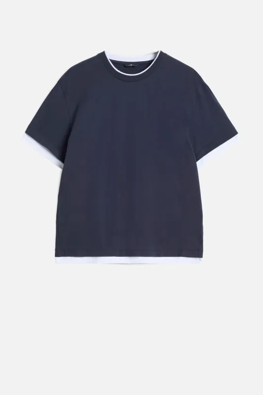 DOUBLE LAYER TEE in Midnight sold by 7 For All Mankind