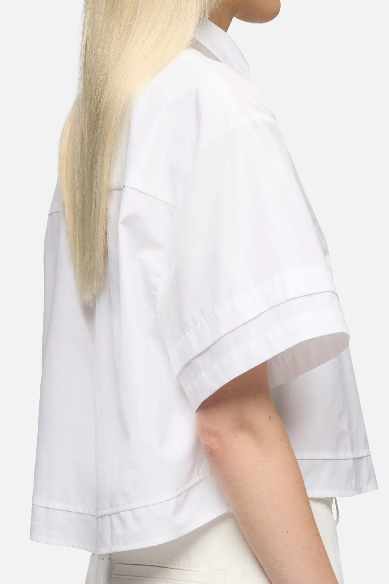 DOUBLE SHORT SLEEVE SHIRT in Poplin Optical White sold by 7 For All Mankind product image thumbnail 4