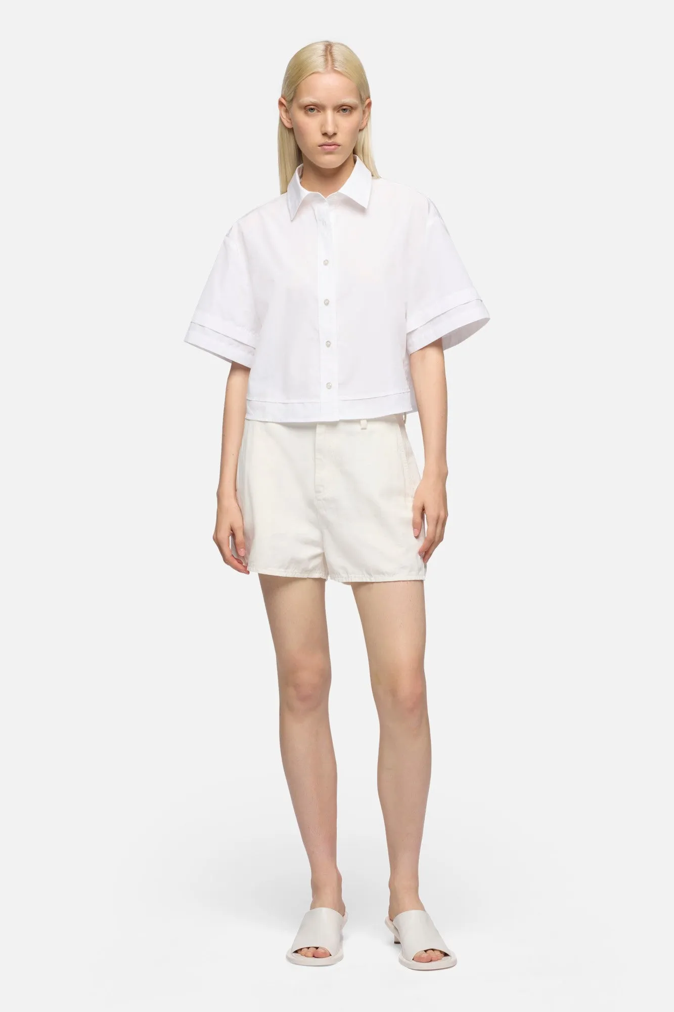DOUBLE SHORT SLEEVE SHIRT in Poplin Optical White sold by 7 For All Mankind product image thumbnail 2