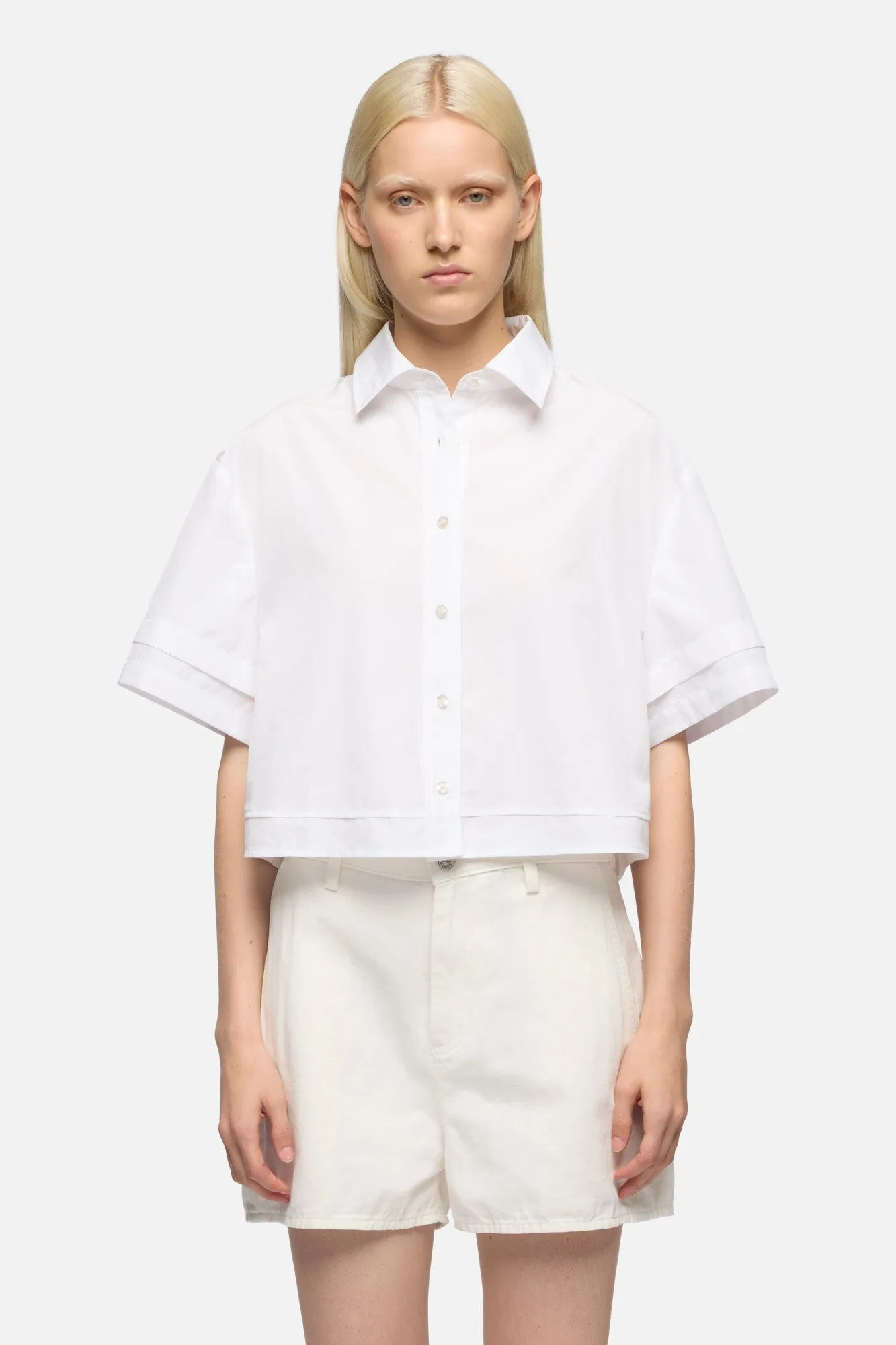 DOUBLE SHORT SLEEVE SHIRT in Poplin Optical White sold by 7 For All Mankind product image thumbnail 3