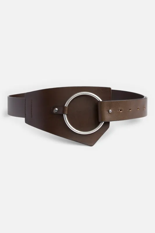 ASYMMETRIC WAIST BELT in Leather Brown made by 7 For All Mankind
