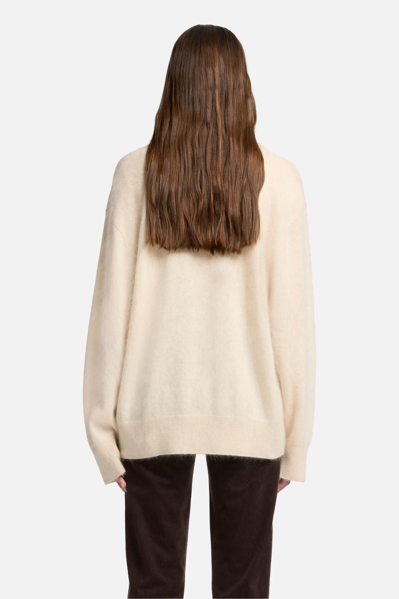 Cashmere Blend Fuzzy Polo Sweater in Ice White sold by 7 For All Mankind product image thumbnail 5