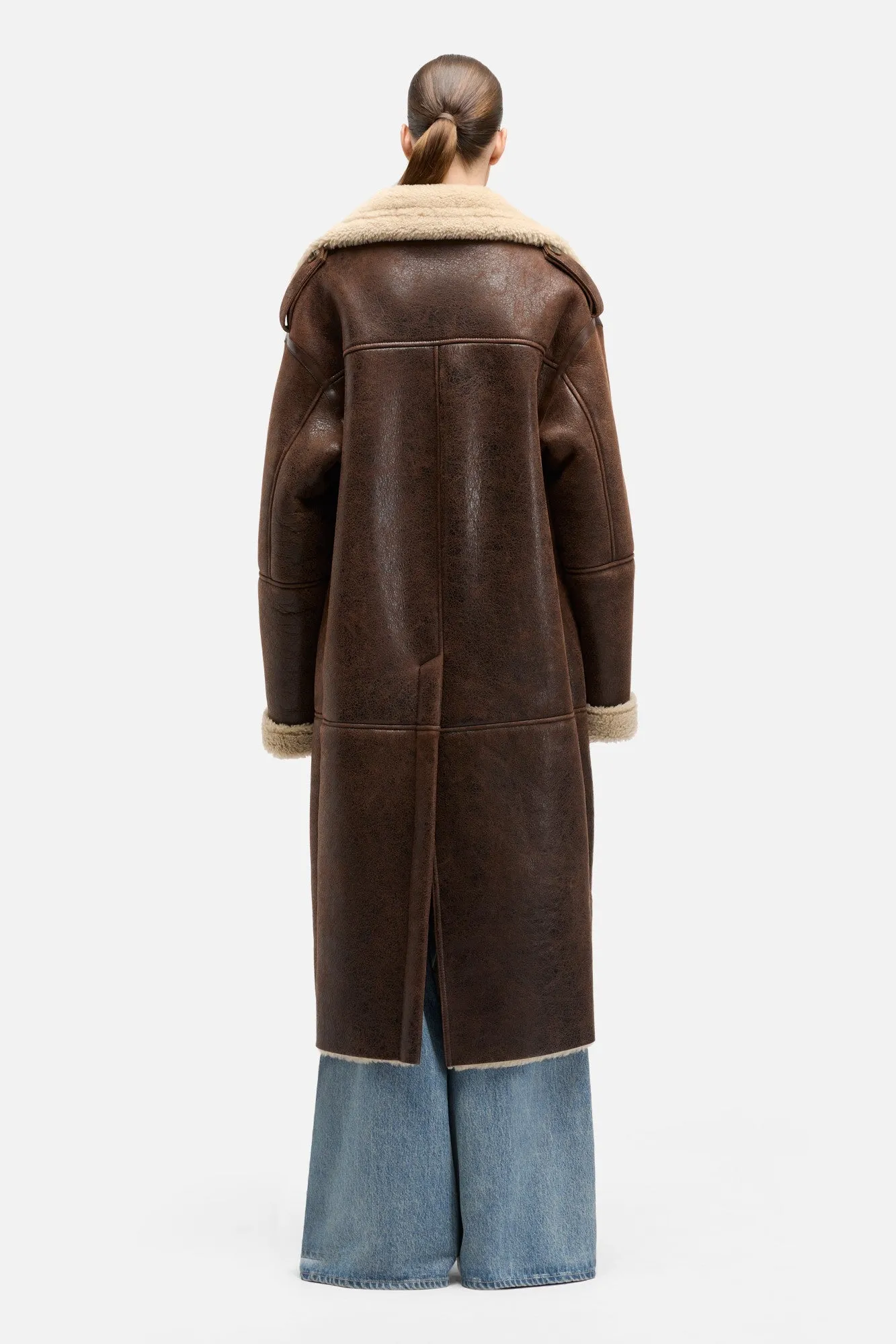 Leather Shearling Coat in Brown sold by 7 For All Mankind product image thumbnail 5
