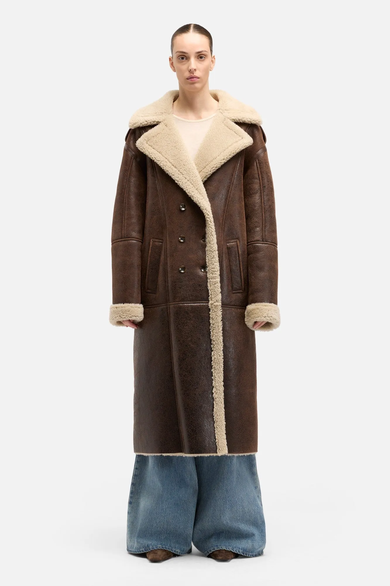 Leather Shearling Coat in Brown sold by 7 For All Mankind product image thumbnail 3