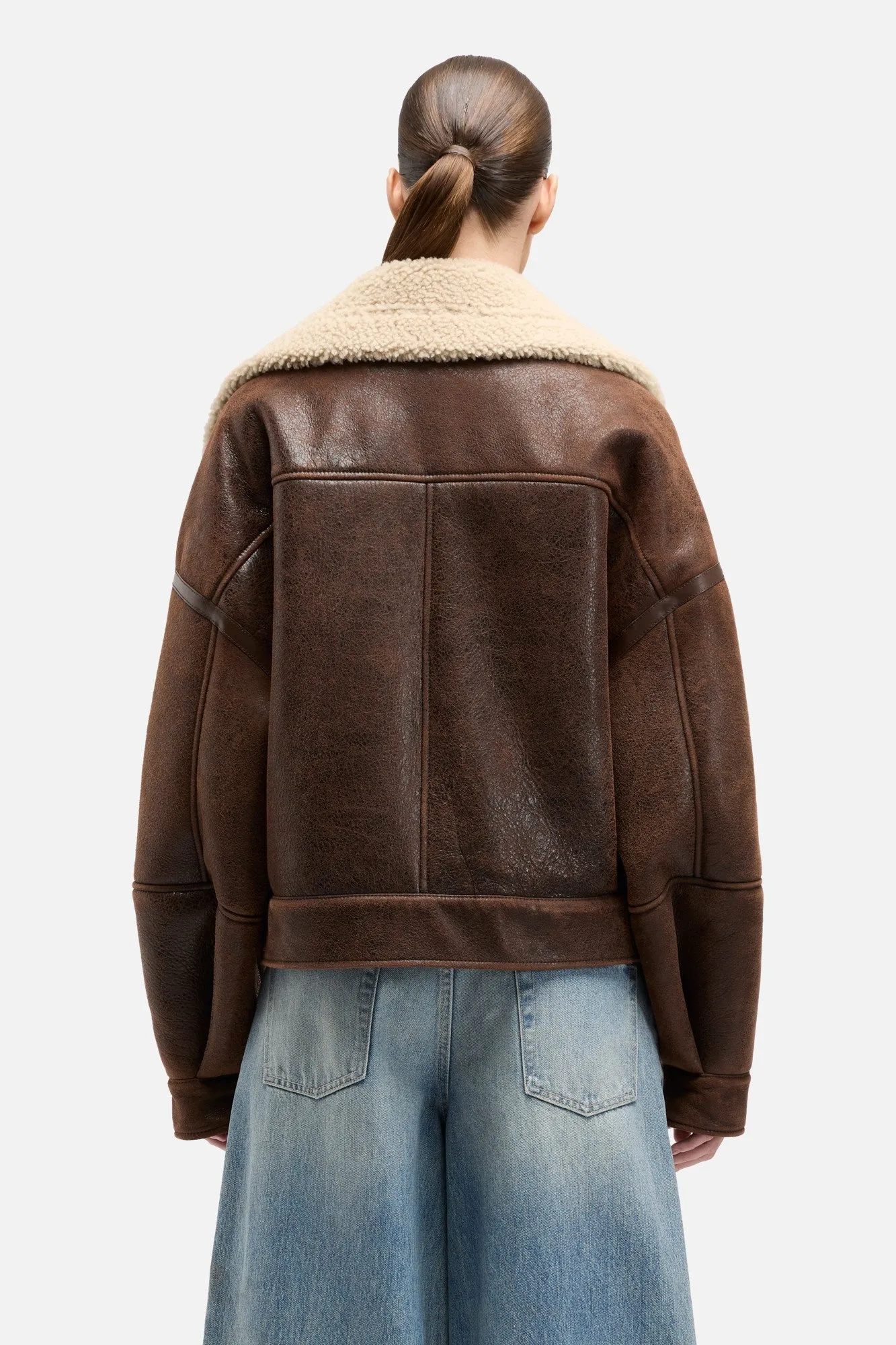 Leather Shearling Jacket in Brown sold by 7 For All Mankind product image thumbnail 5