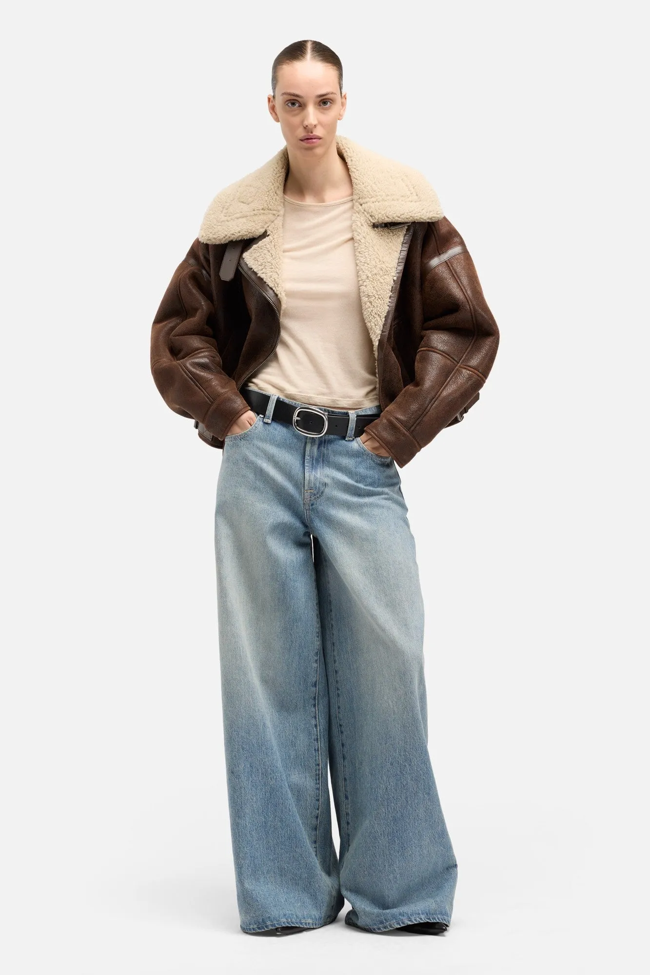 Leather Shearling Jacket in Brown sold by 7 For All Mankind product image thumbnail 2