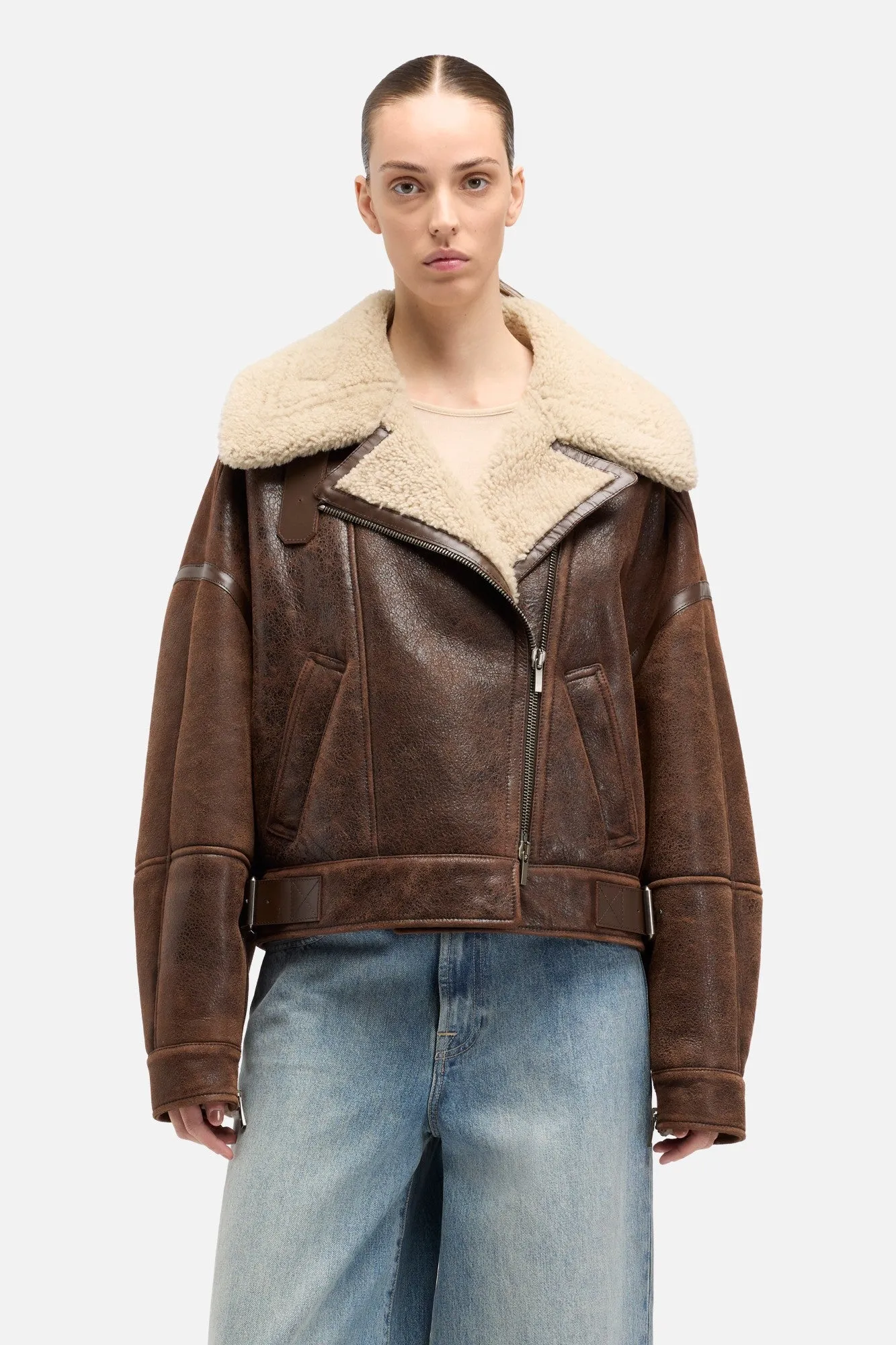 Leather Shearling Jacket in Brown sold by 7 For All Mankind product image thumbnail 3