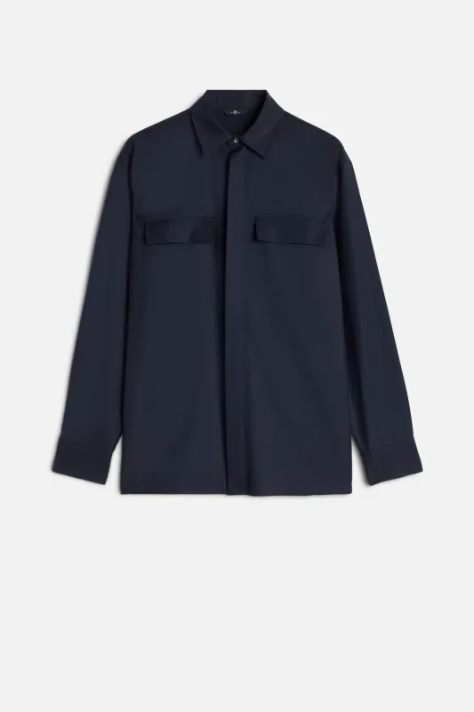 Fluid Overshirt In Navy sold by 7 For All Mankind