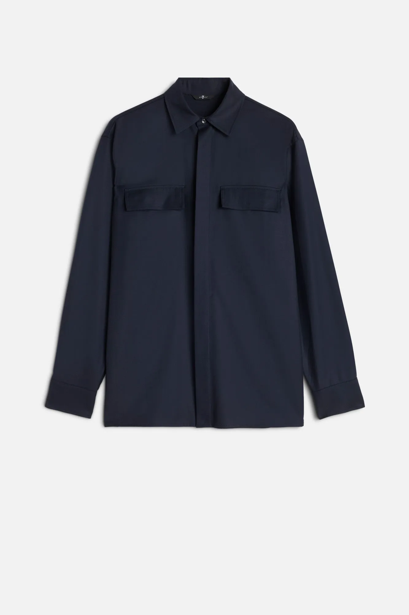 Fluid Overshirt In Navy sold by 7 For All Mankind