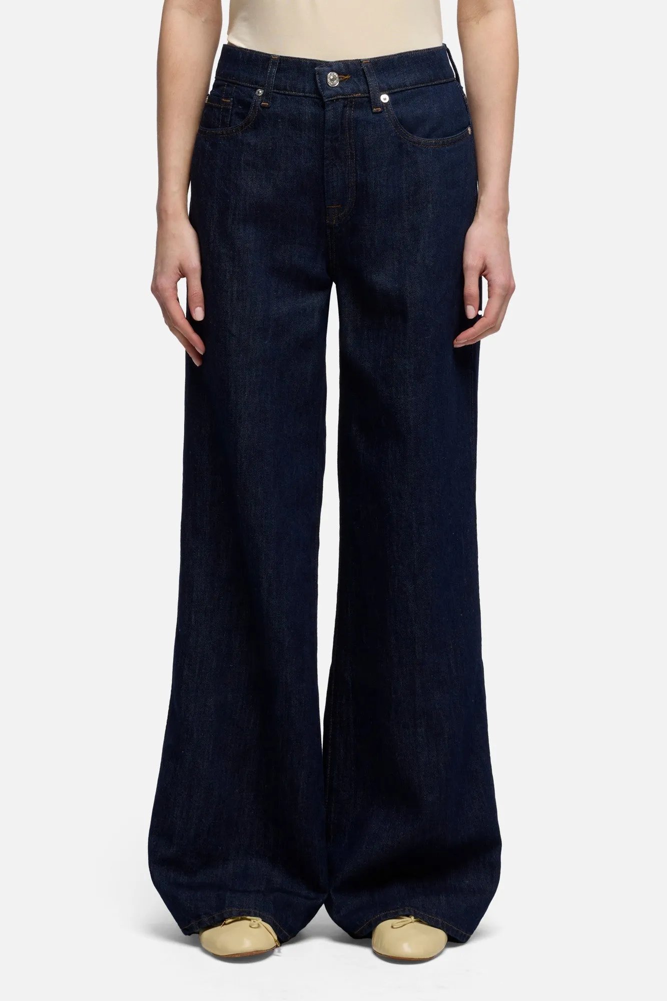 TAILORLESS LOTTA in Indigo Linen Blossom sold by 7 For All Mankind product image thumbnail 3