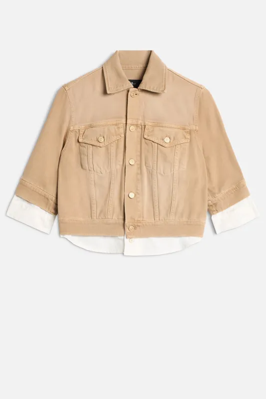 SHORT SLEEVE TRUCKER JACKET in MANKIND Sand Dune sold by 7 For All Mankind