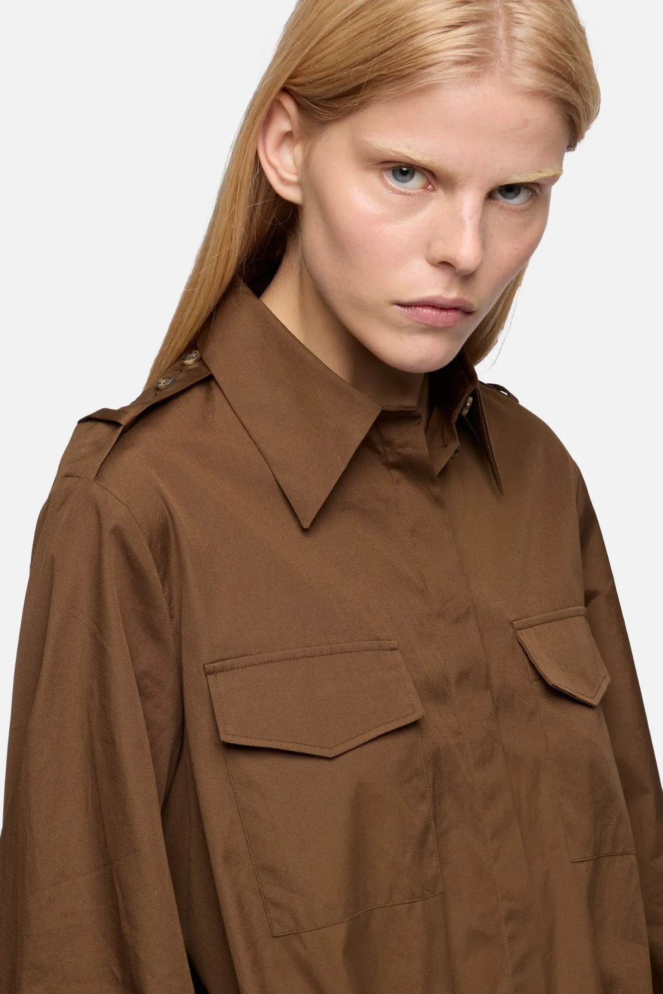 UTILITY MINI DRESS in Poplin Toffee sold by 7 For All Mankind product image thumbnail 4