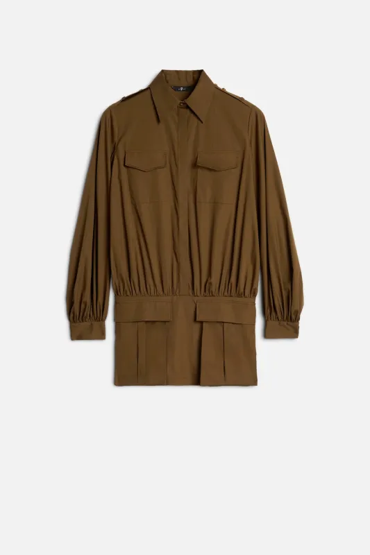 UTILITY MINI DRESS in Poplin Toffee made by 7 For All Mankind