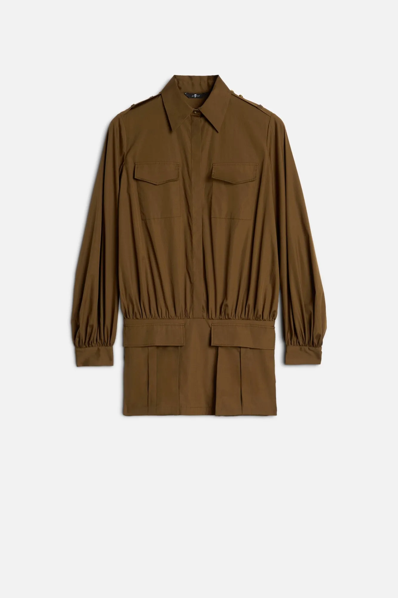 UTILITY MINI DRESS in Poplin Toffee sold by 7 For All Mankind