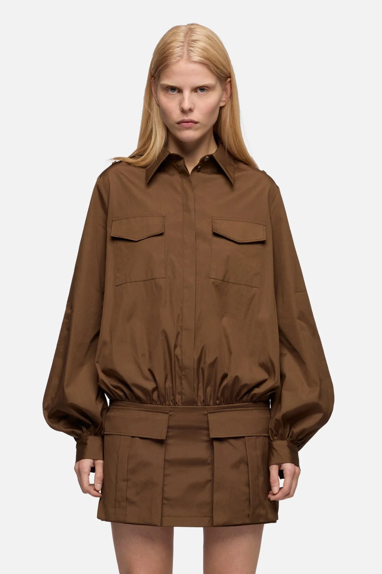 UTILITY MINI DRESS in Poplin Toffee sold by 7 For All Mankind product image thumbnail 3