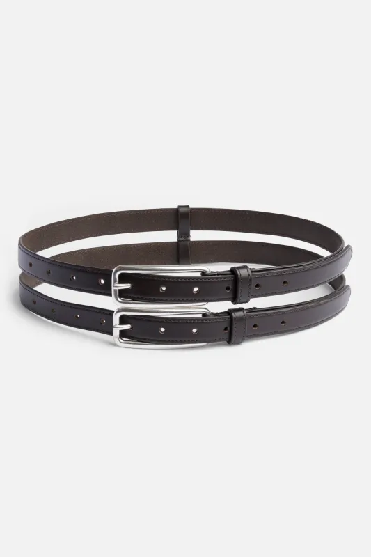 TINY DOUBLE BELT in Leather Brown sold by 7 For All Mankind