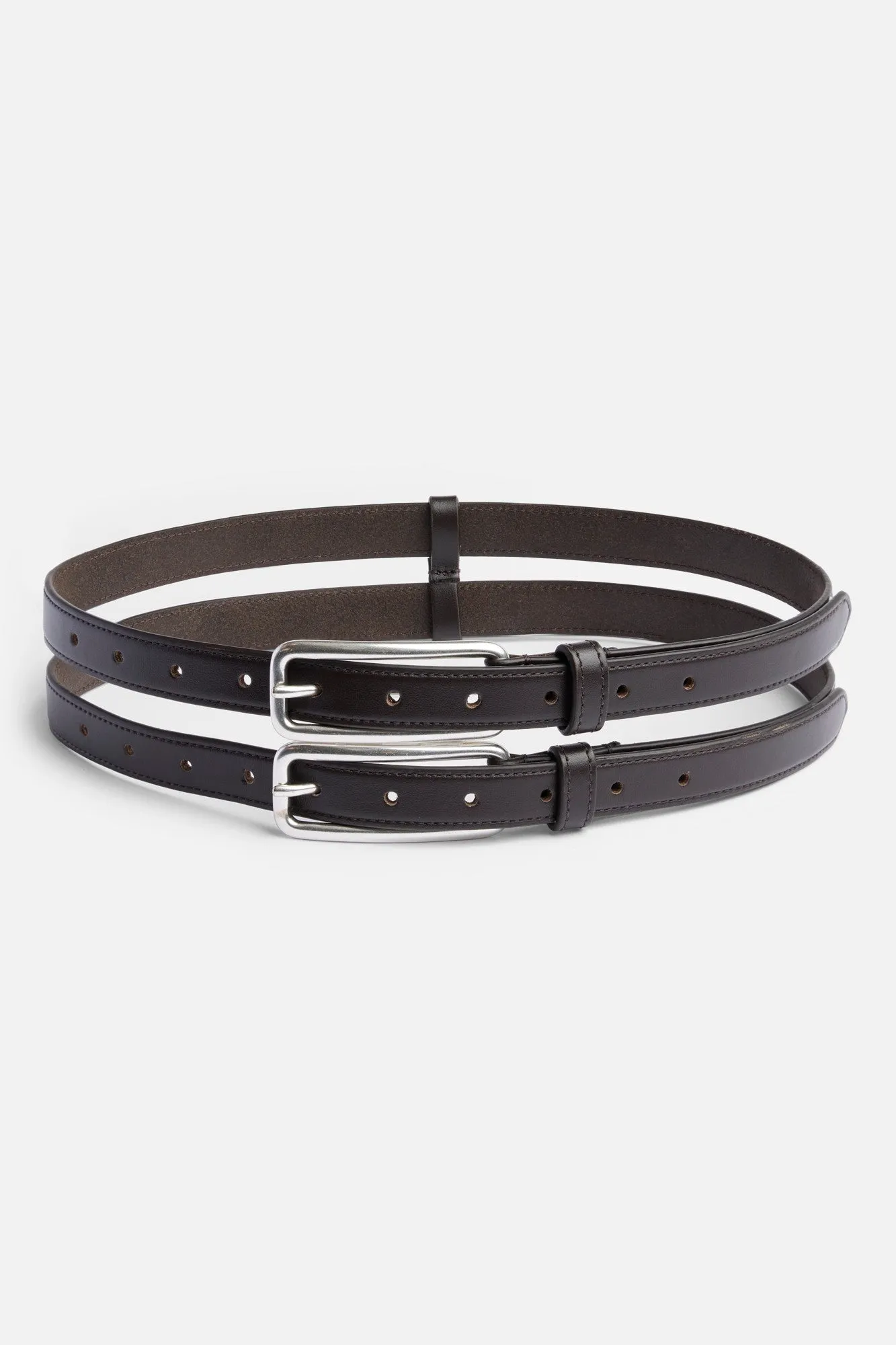 TINY DOUBLE BELT in Leather Brown sold by 7 For All Mankind
