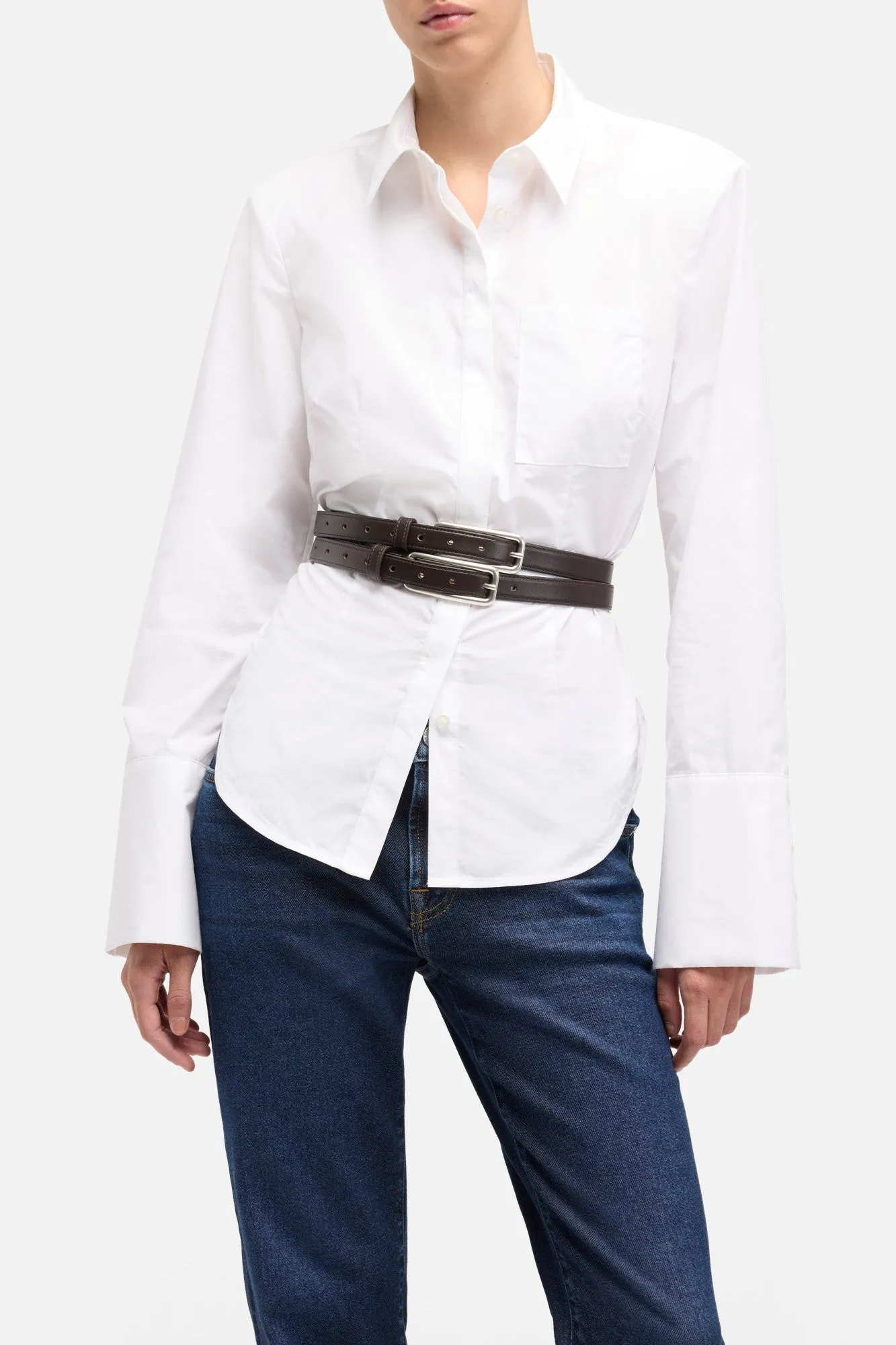 TINY DOUBLE BELT in Leather Brown sold by 7 For All Mankind product image thumbnail 2