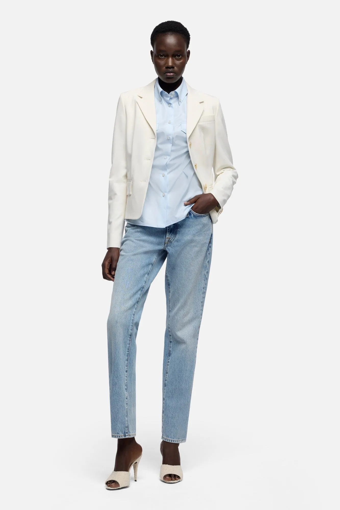 SLANT MILITARY SHIRT in Poplin Light Blue sold by 7 For All Mankind product image thumbnail 2