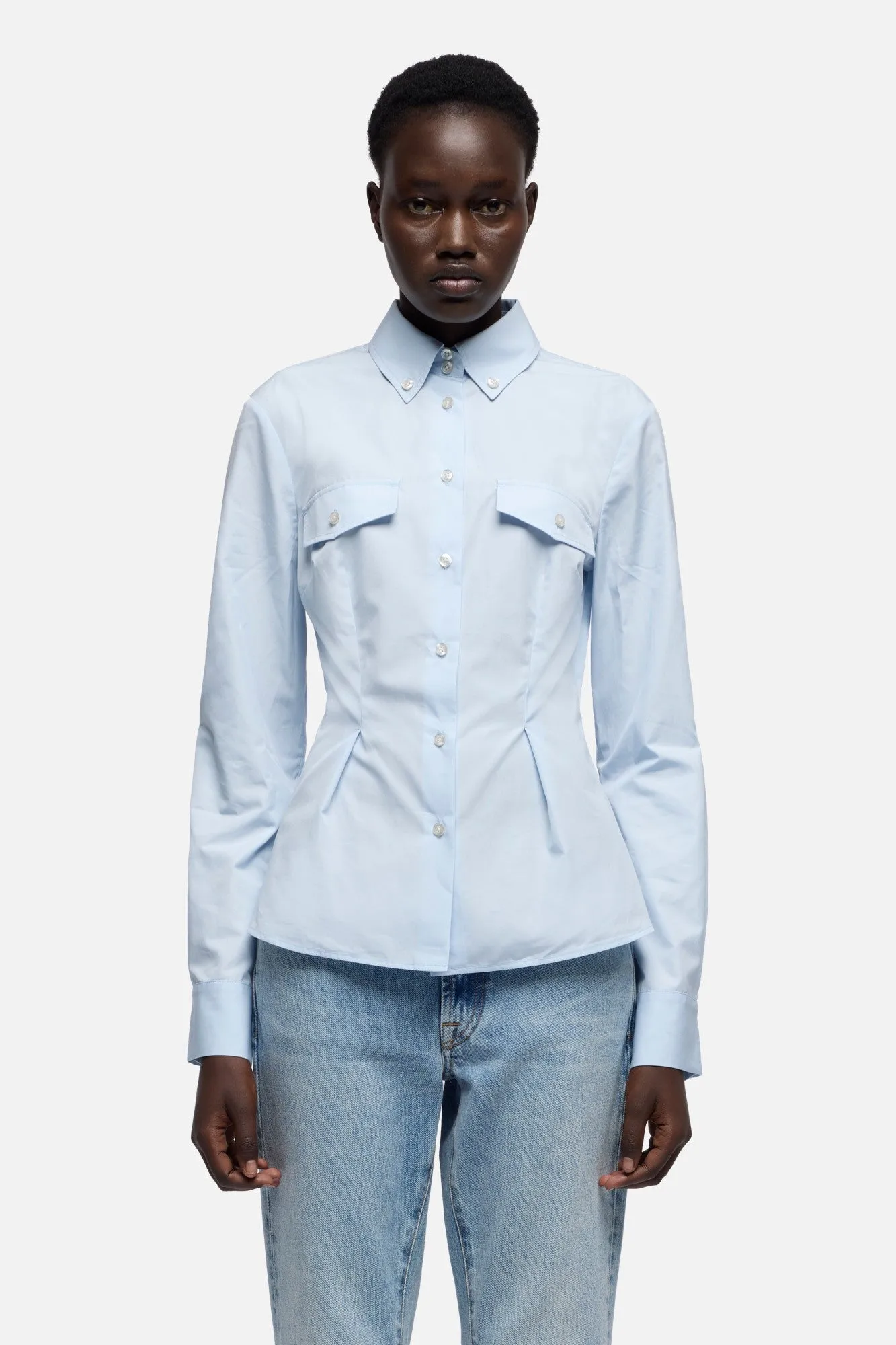 SLANT MILITARY SHIRT in Poplin Light Blue sold by 7 For All Mankind product image thumbnail 3