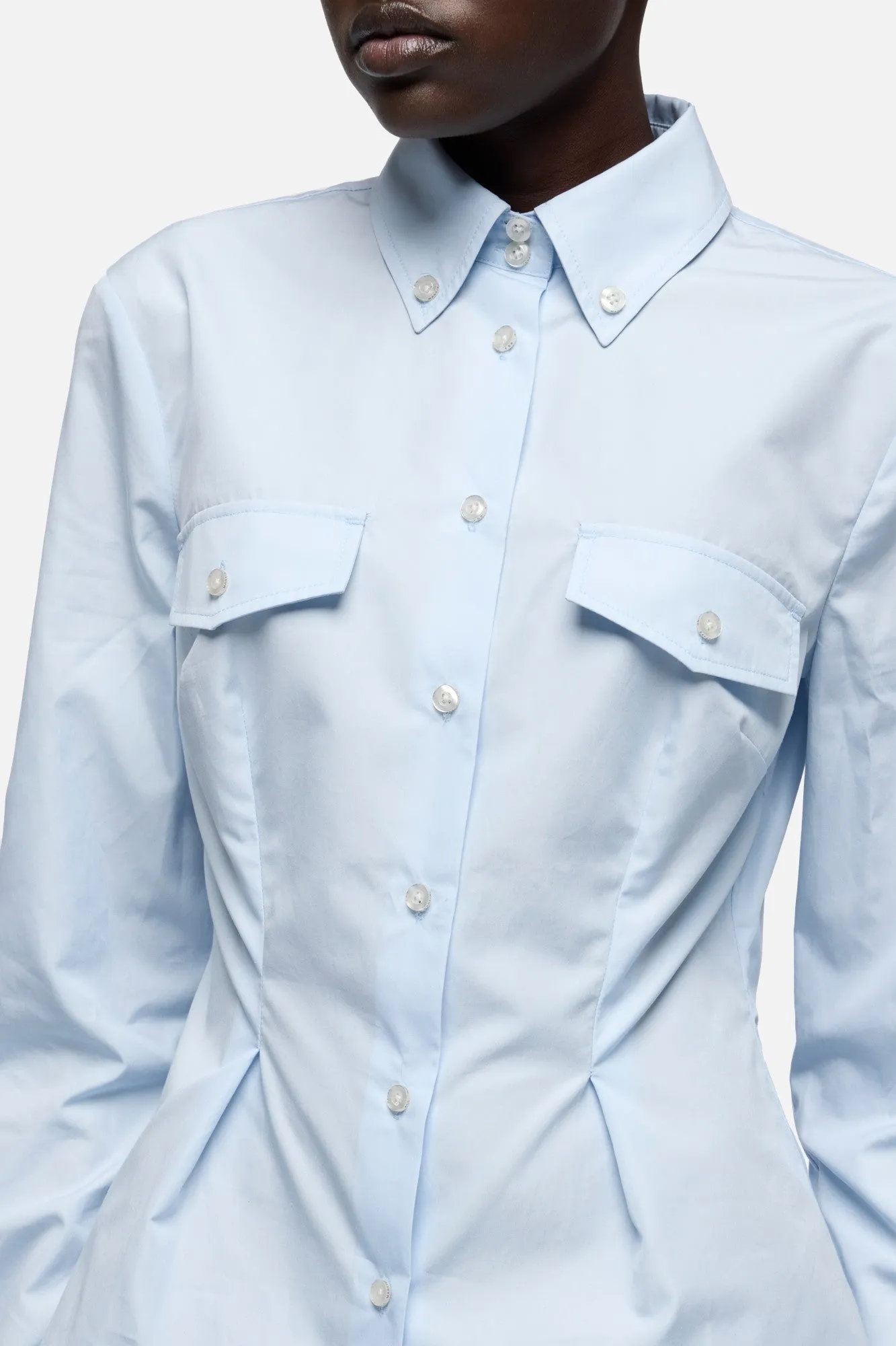 SLANT MILITARY SHIRT in Poplin Light Blue sold by 7 For All Mankind product image thumbnail 4