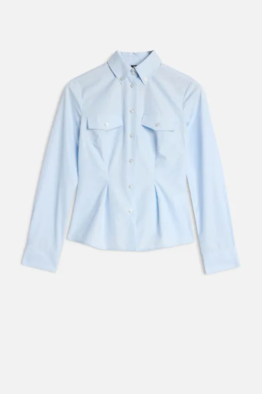 SLANT MILITARY SHIRT in Poplin Light Blue sold by 7 For All Mankind