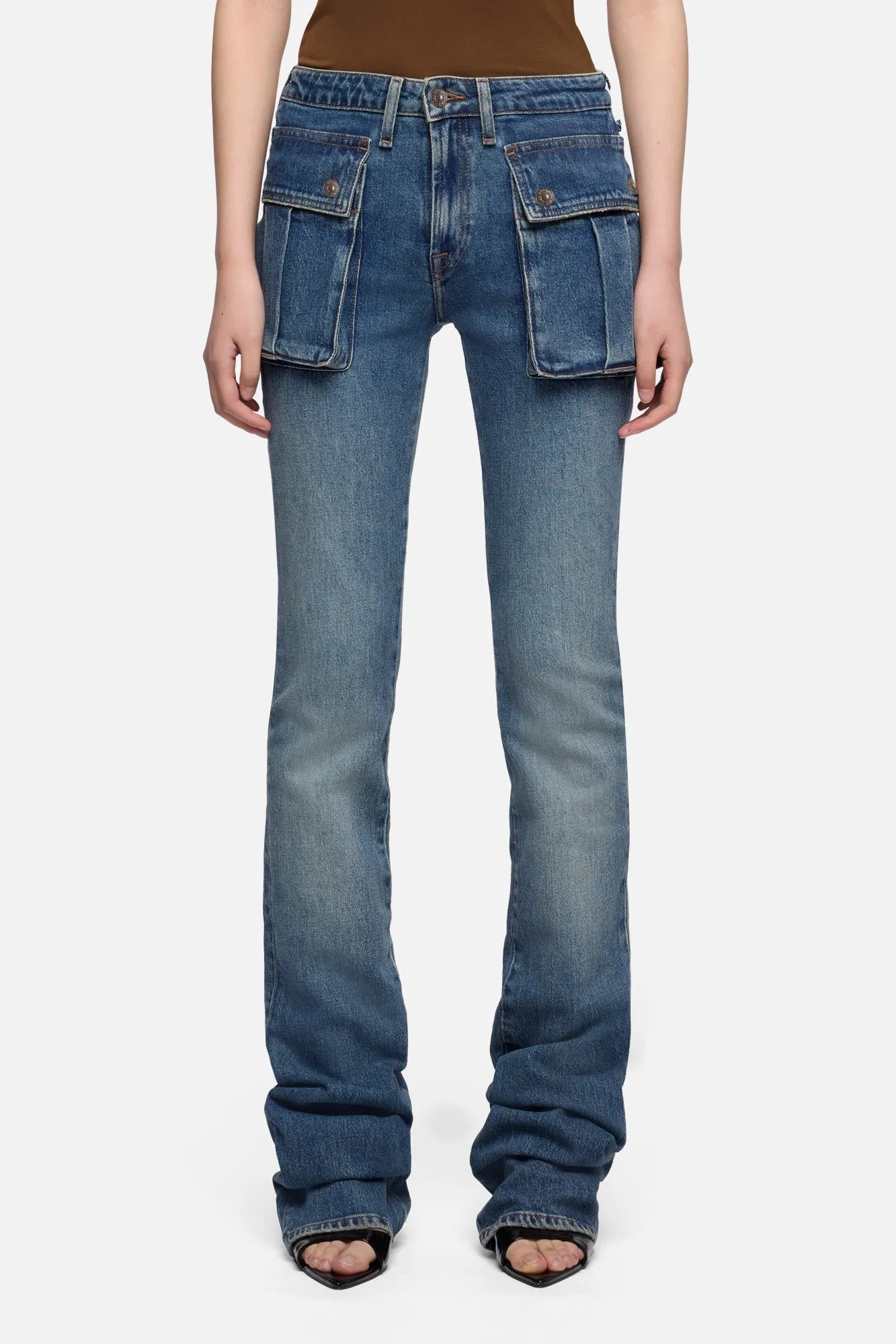 CARGO LOW SKINNY BOOT in Denim Velocity sold by 7 For All Mankind product image thumbnail 3