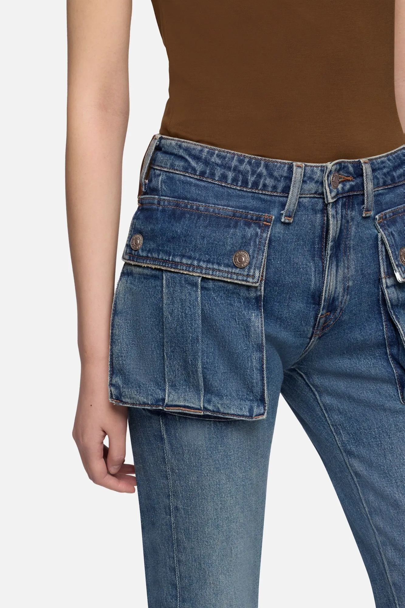 CARGO LOW SKINNY BOOT in Denim Velocity sold by 7 For All Mankind product image thumbnail 4