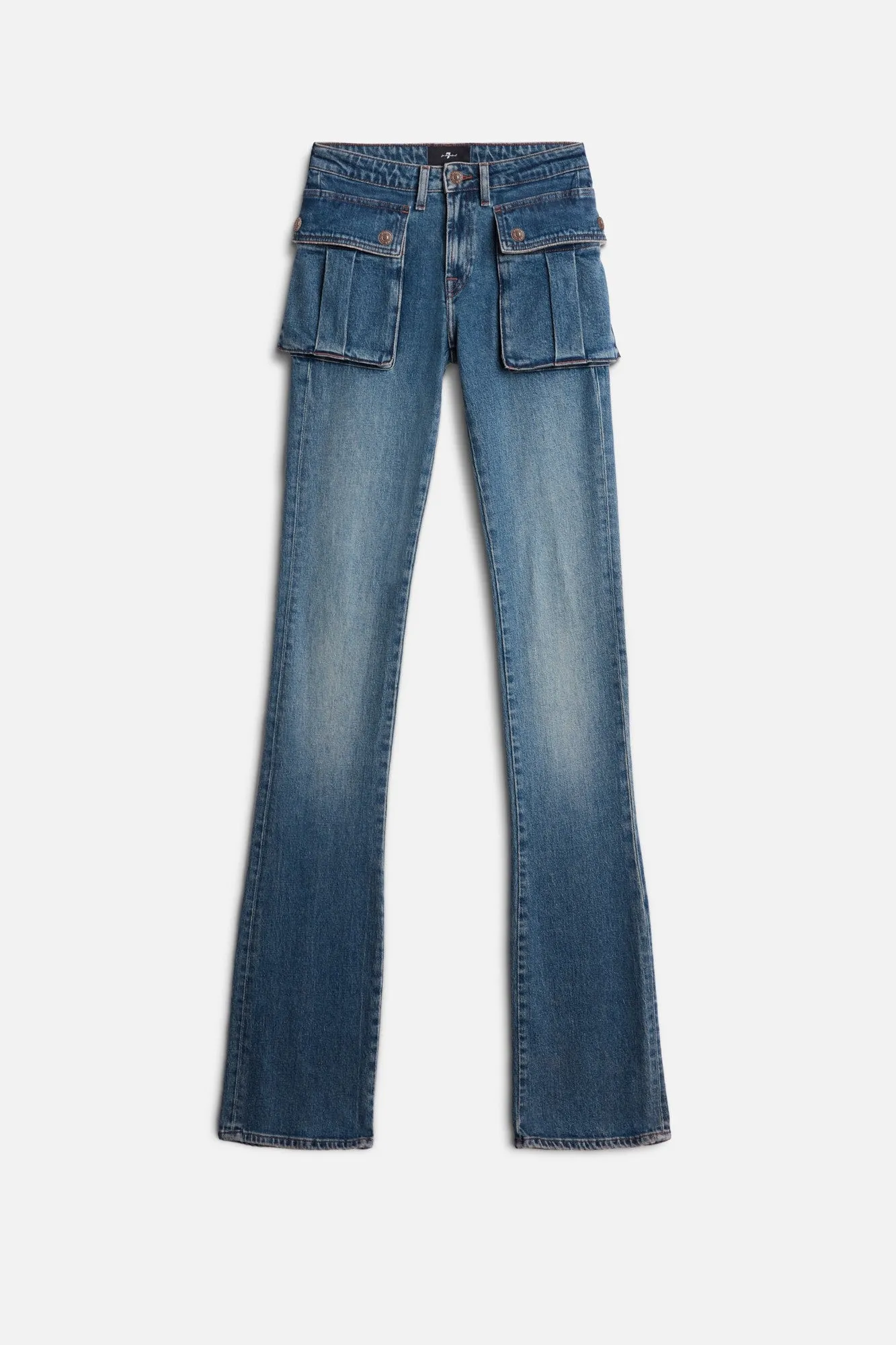 CARGO LOW SKINNY BOOT in Denim Velocity sold by 7 For All Mankind