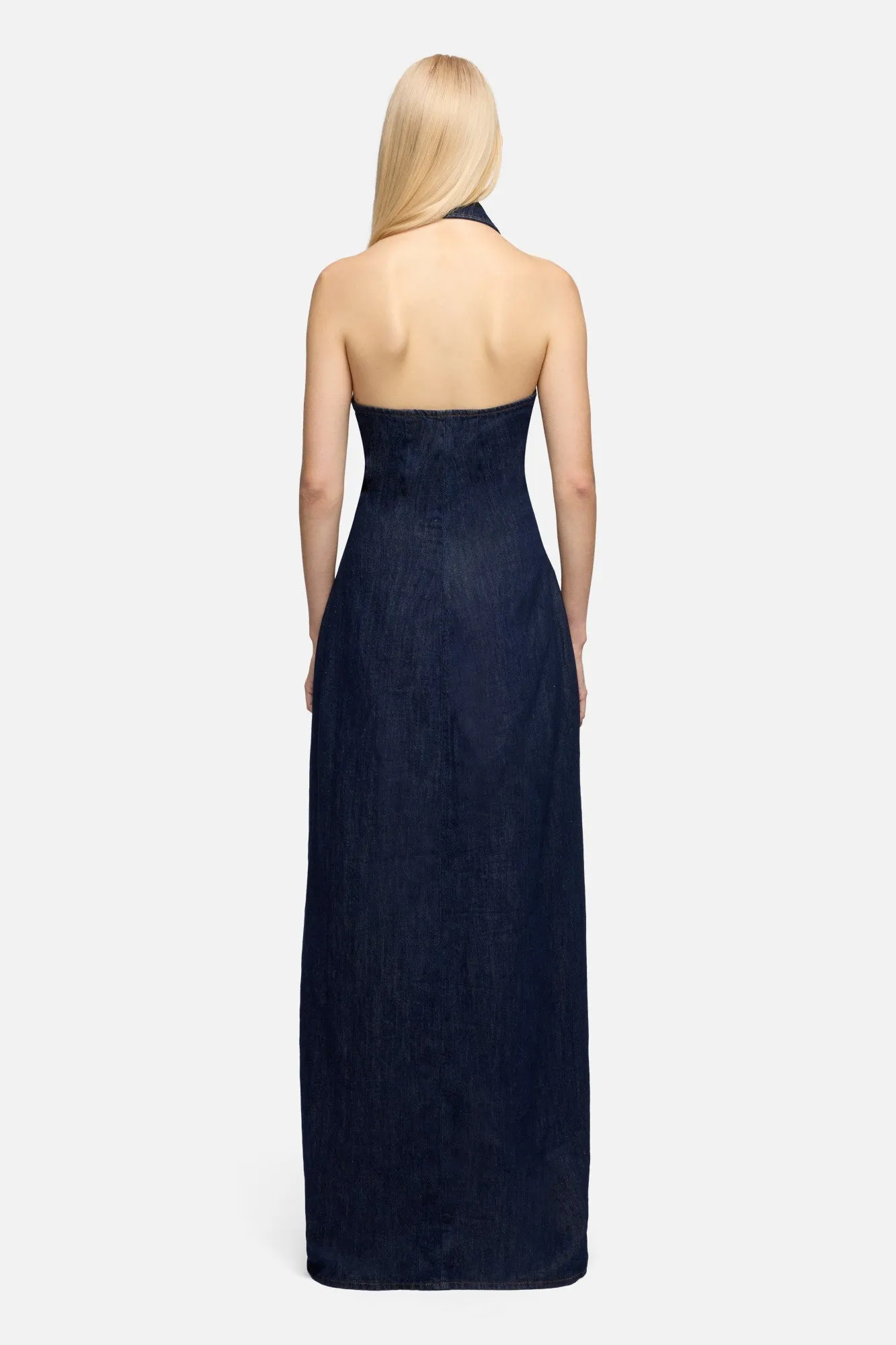 HALTER MAXI DRESS in Indigo Linen Blossom sold by 7 For All Mankind product image thumbnail 5