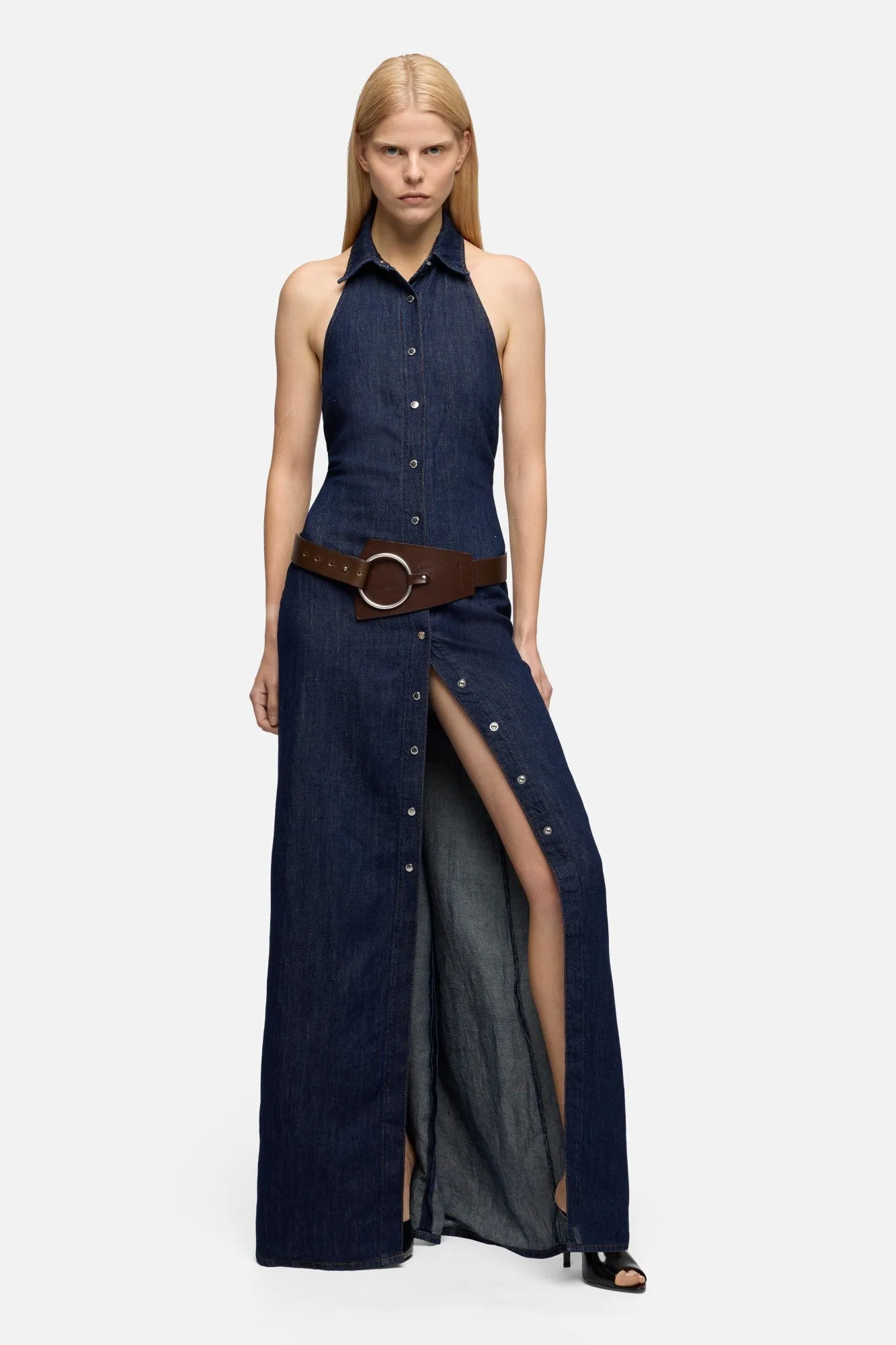 HALTER MAXI DRESS in Indigo Linen Blossom sold by 7 For All Mankind product image thumbnail 2