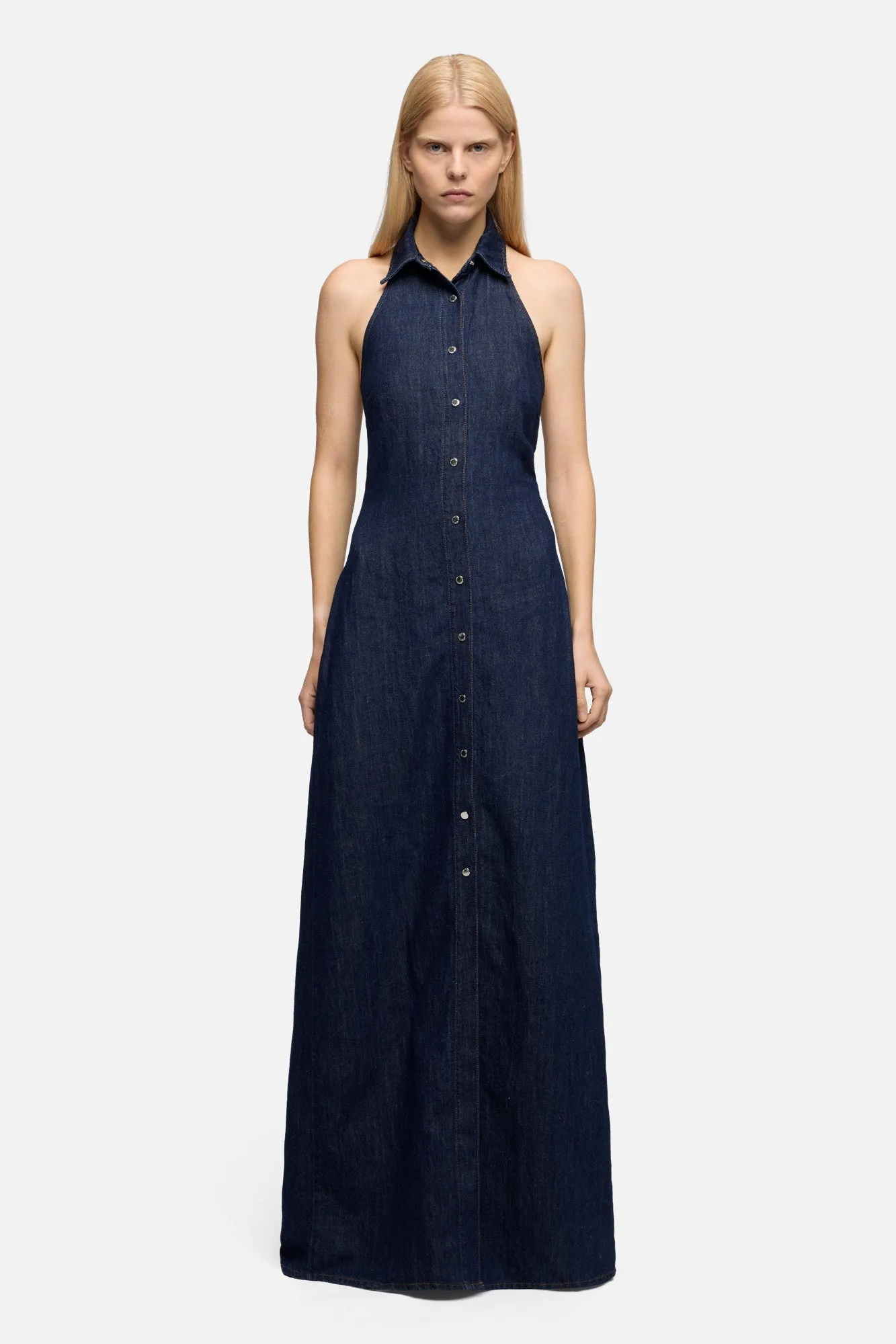 HALTER MAXI DRESS in Indigo Linen Blossom sold by 7 For All Mankind product image thumbnail 3